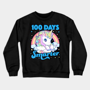 100 Days Smarter Unicorn Girls Teacher 100th Day of School Crewneck Sweatshirt